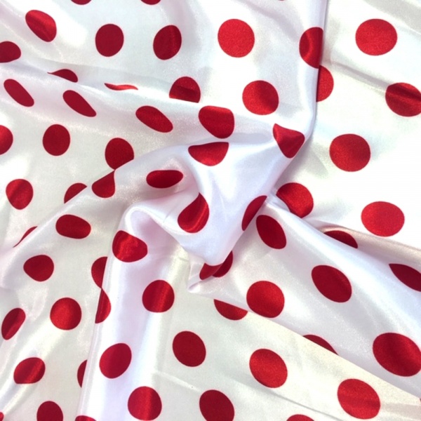 Red Polkadots on White Satin